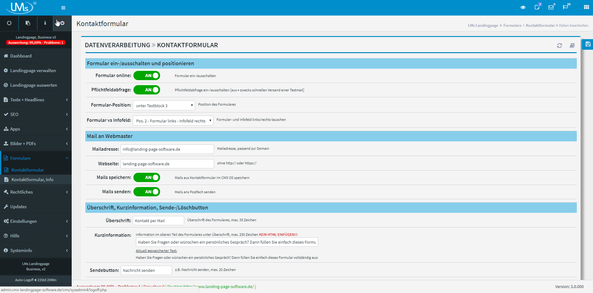 Landingpage Business V.3 - Das Kontakformular Landingpage Business V.3 - Das Kontakformular