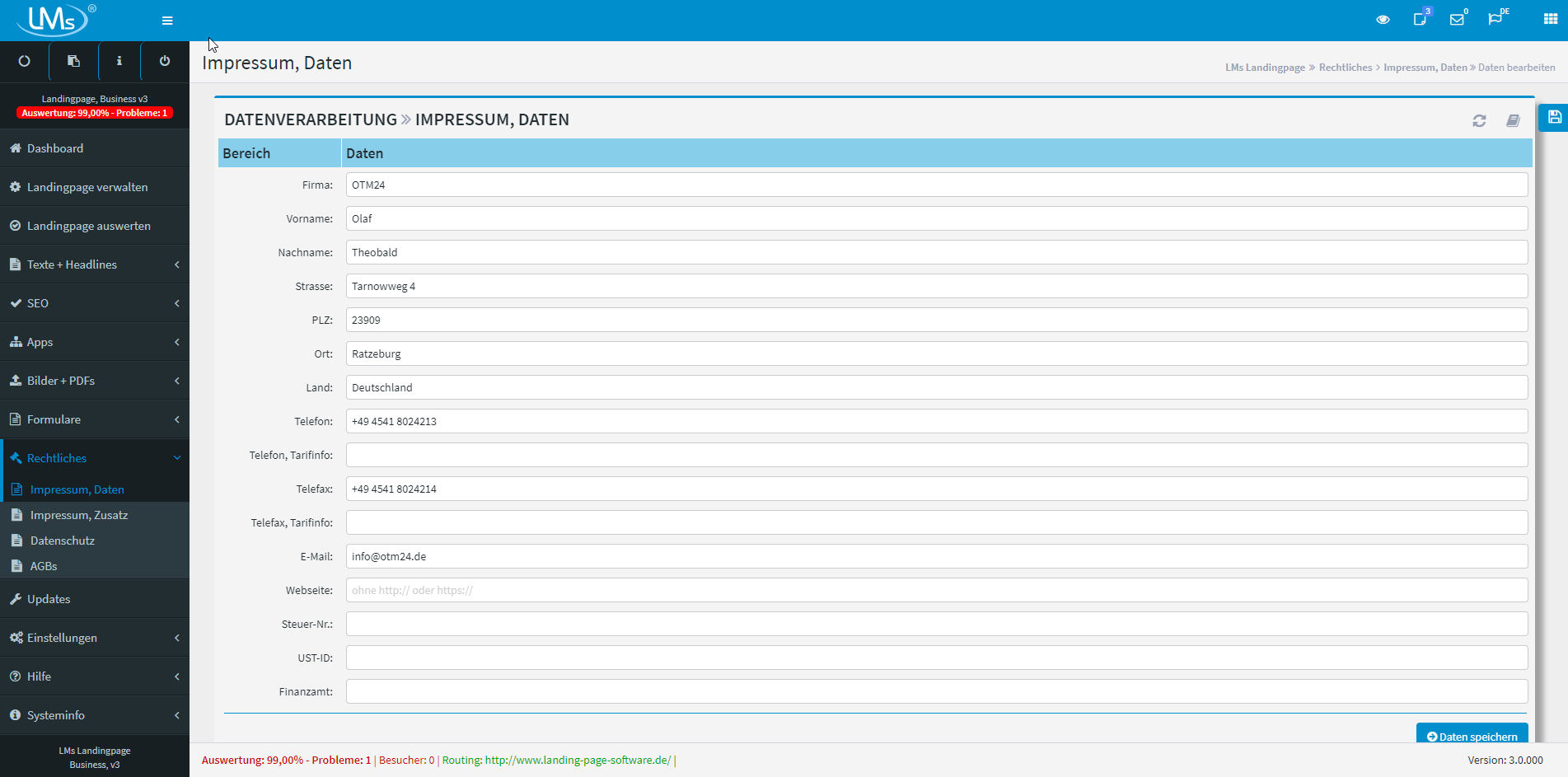 Landingpage Business V.3 - Das Impressum Landingpage Business V.3 - Das Impressum