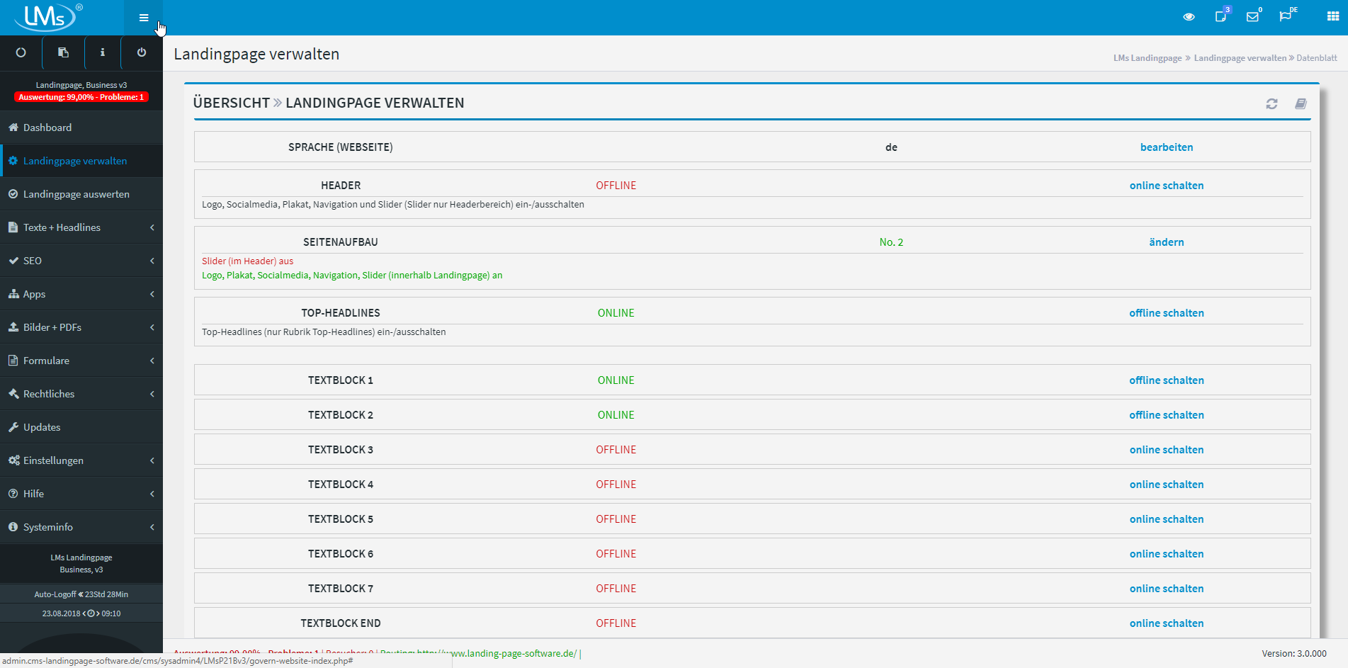 Landingpage Business V.3 - Die Verwaltung Landingpage Business V.3 - Die Verwaltung