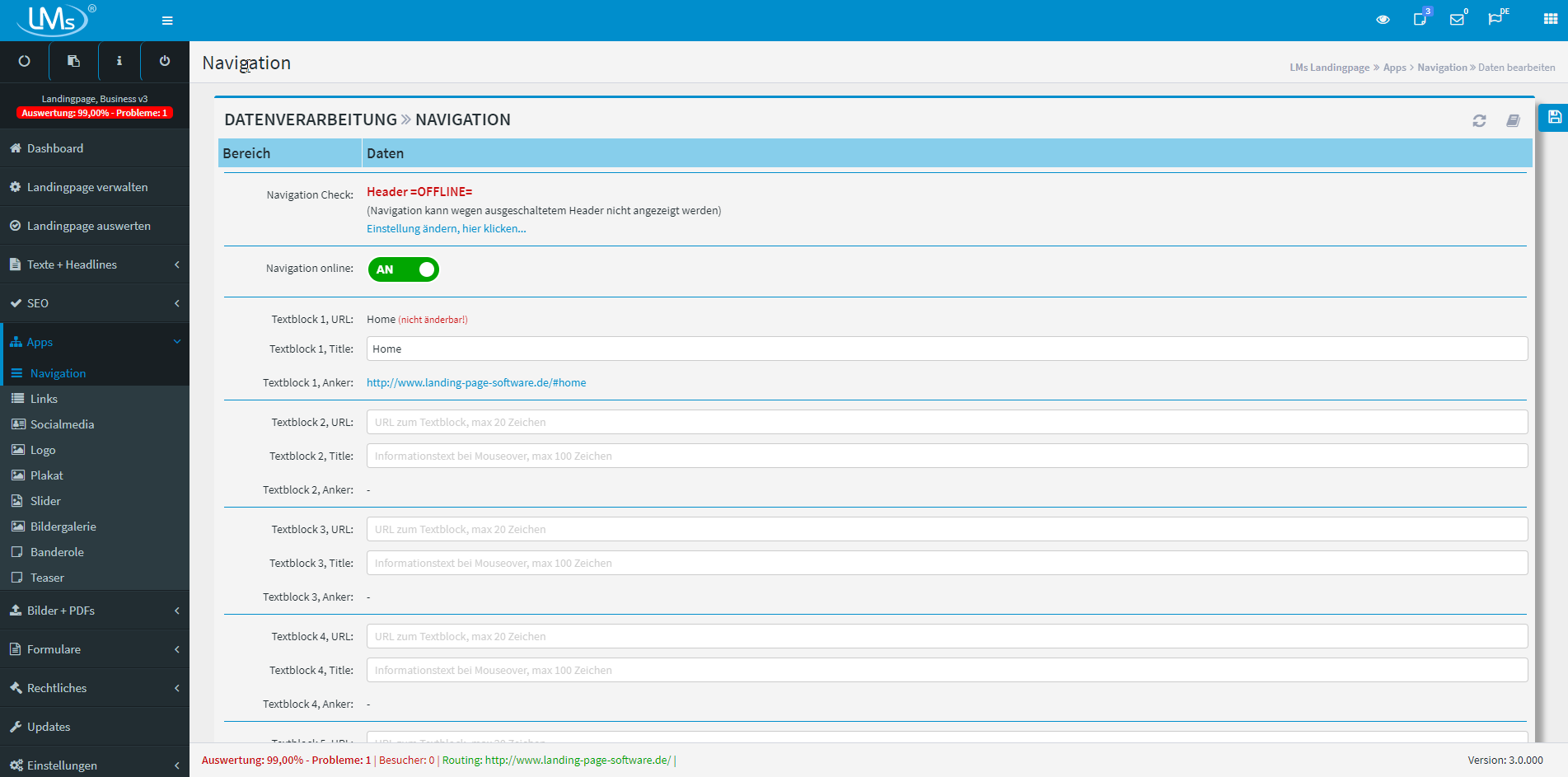 Landingpage Business V.3 - Die Navigation Landingpage Business V.3 - Die Navigation